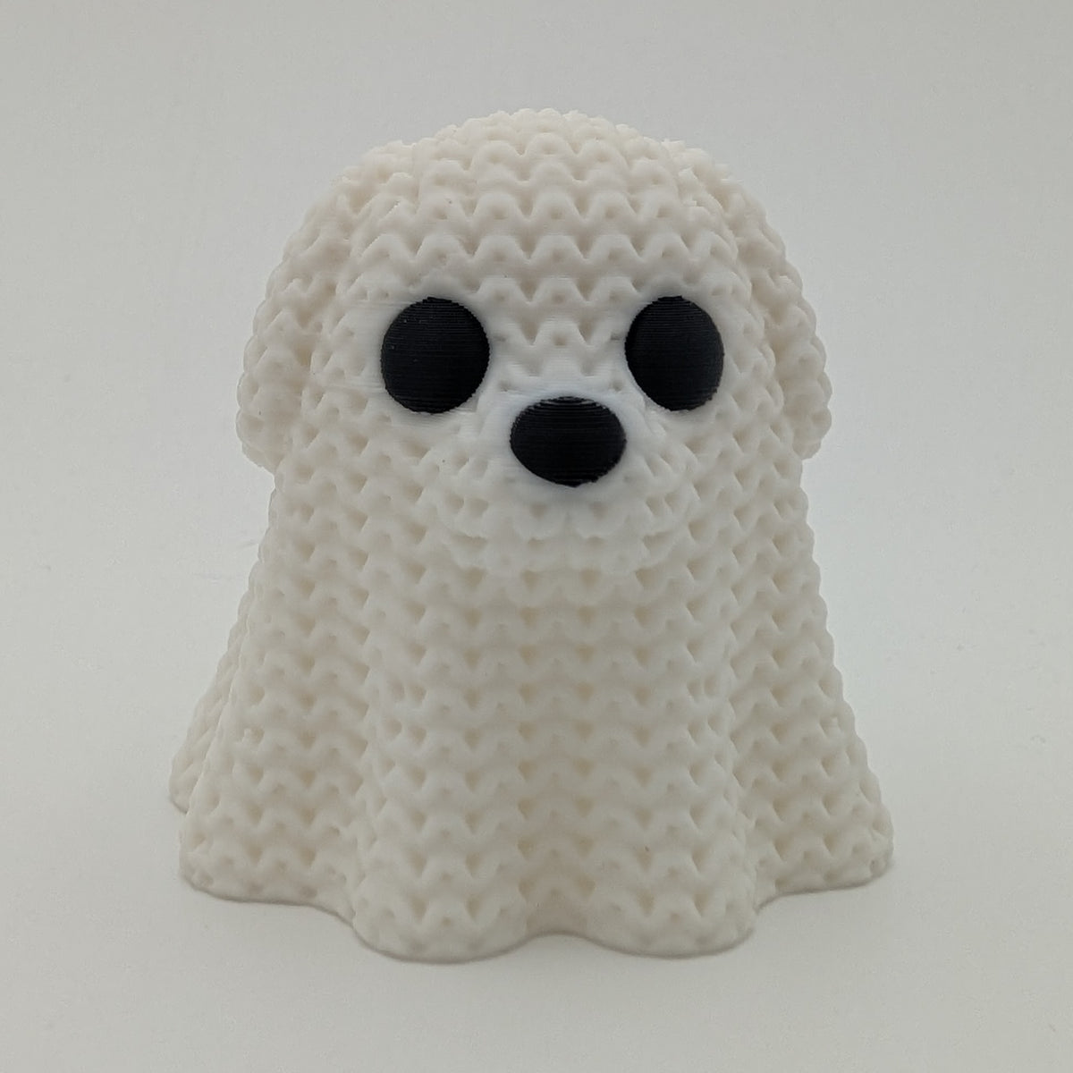 Knitted Style Ghost Dog 3D Printed Animal Figurine, Cute Halloween Decor, Unique Spooky Gift