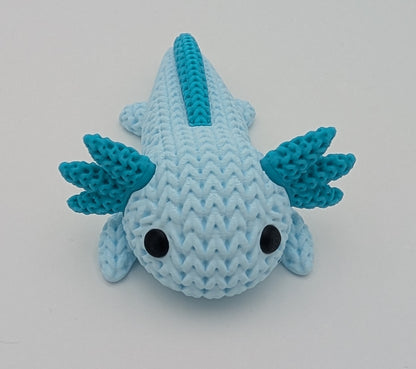 Knitted Style Axolotl 3D Printed Animal Figurine, Cute Desk Decor, Unique Gift for Axolotl Lovers