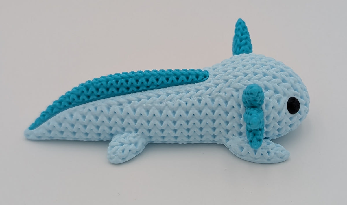 Knitted Style Axolotl 3D Printed Animal Figurine, Cute Desk Decor, Unique Gift for Axolotl Lovers