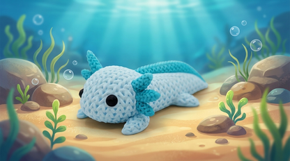 Knitted Style Axolotl 3D Printed Animal Figurine, Cute Desk Decor, Unique Gift for Axolotl Lovers