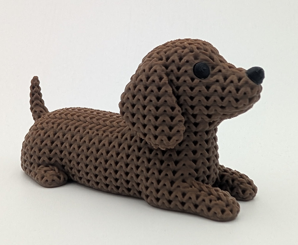 Knitted Style Dachshund 3D Printed Dog Figurine, Cute Desk Decor, Unique Gift for Dachshund Lovers
