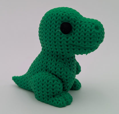 Knitted Style Dinosaur 3D Printed Figurine, Cute Desk Decor, Unique Gift for Dinosaur Lovers