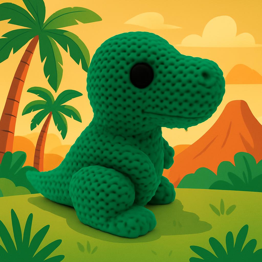 Knitted Style Dinosaur 3D Printed Figurine, Cute Desk Decor, Unique Gift for Dinosaur Lovers
