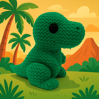 Knitted Style Dinosaur 3D Printed Figurine, Cute Desk Decor, Unique Gift for Dinosaur Lovers