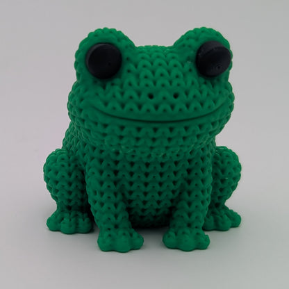 Knitted Style Frog 3D Printed Animal Figurine, Cute Desk Decor, Unique Gift for Frog Lovers