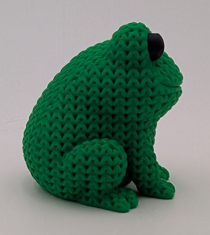 Knitted Style Frog 3D Printed Animal Figurine, Cute Desk Decor, Unique Gift for Frog Lovers