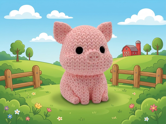 Knitted-Style Pig