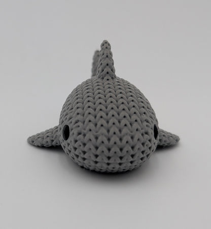 Knitted Style Shark 3D Printed Animal Figurine, Cute Desk Decor, Unique Gift for Ocean Lovers
