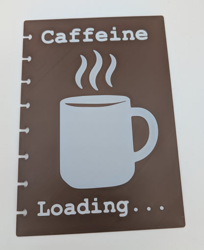 Caffeine Loading Funny 3D Printed Discbound Notebook, A5 Refillable Planner, Coffee Lover Gift